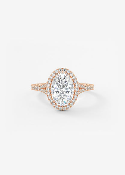 Oval Halo & Pave , Split Shank Lab Grown Diamond Engagement Ring