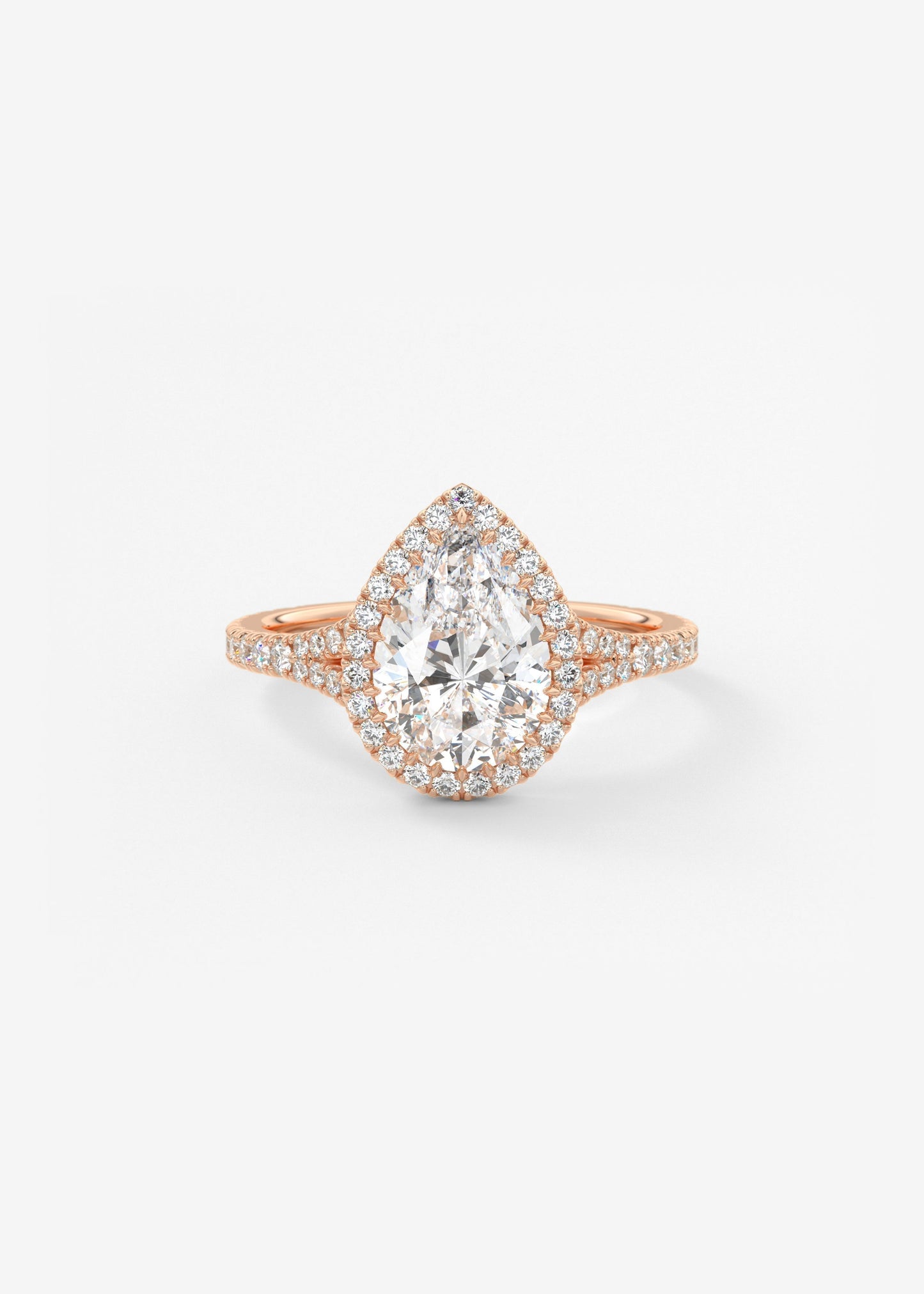 Pear Halo & Pave , Split Shank Lab Grown Diamond Engagement Ring