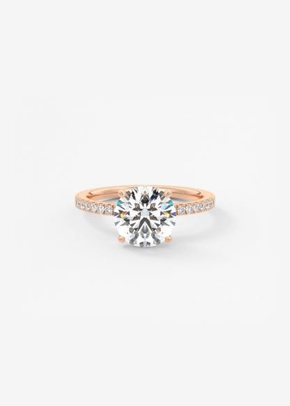 Round Pave Lab Grown Diamond Engagement Ring