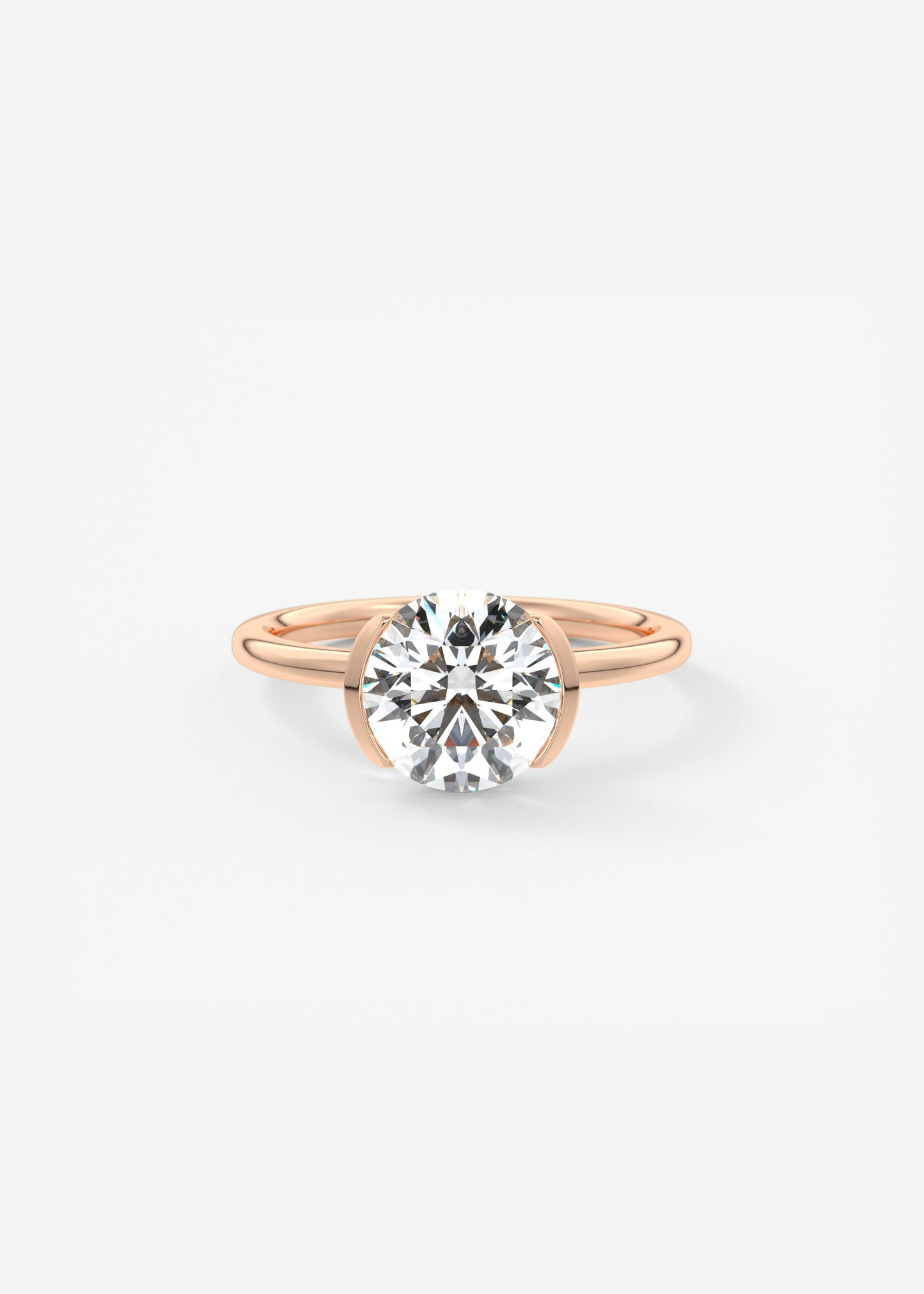 Round Half Bezel Lab Grown Diamond Engagement Ring