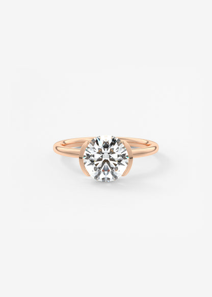 Round Half Bezel Lab Grown Diamond Engagement Ring