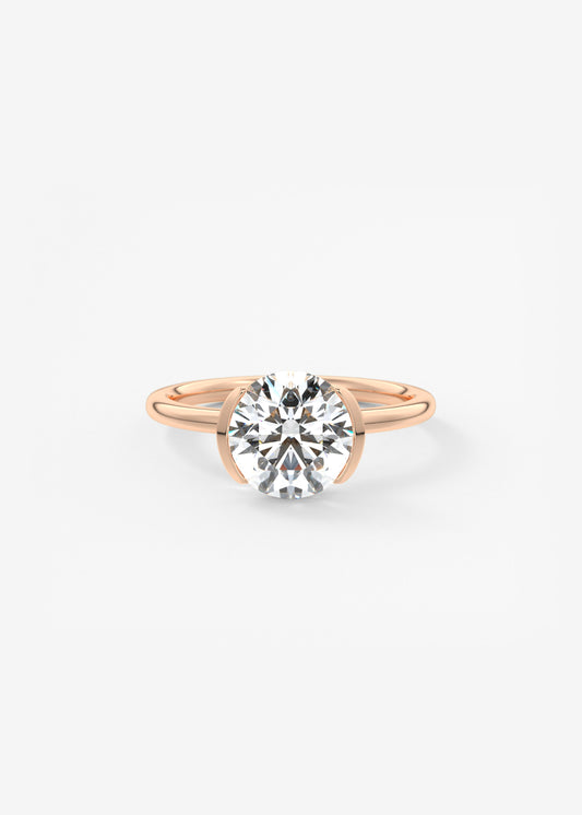 Round Half Bezel Lab Grown Diamond Engagement Ring