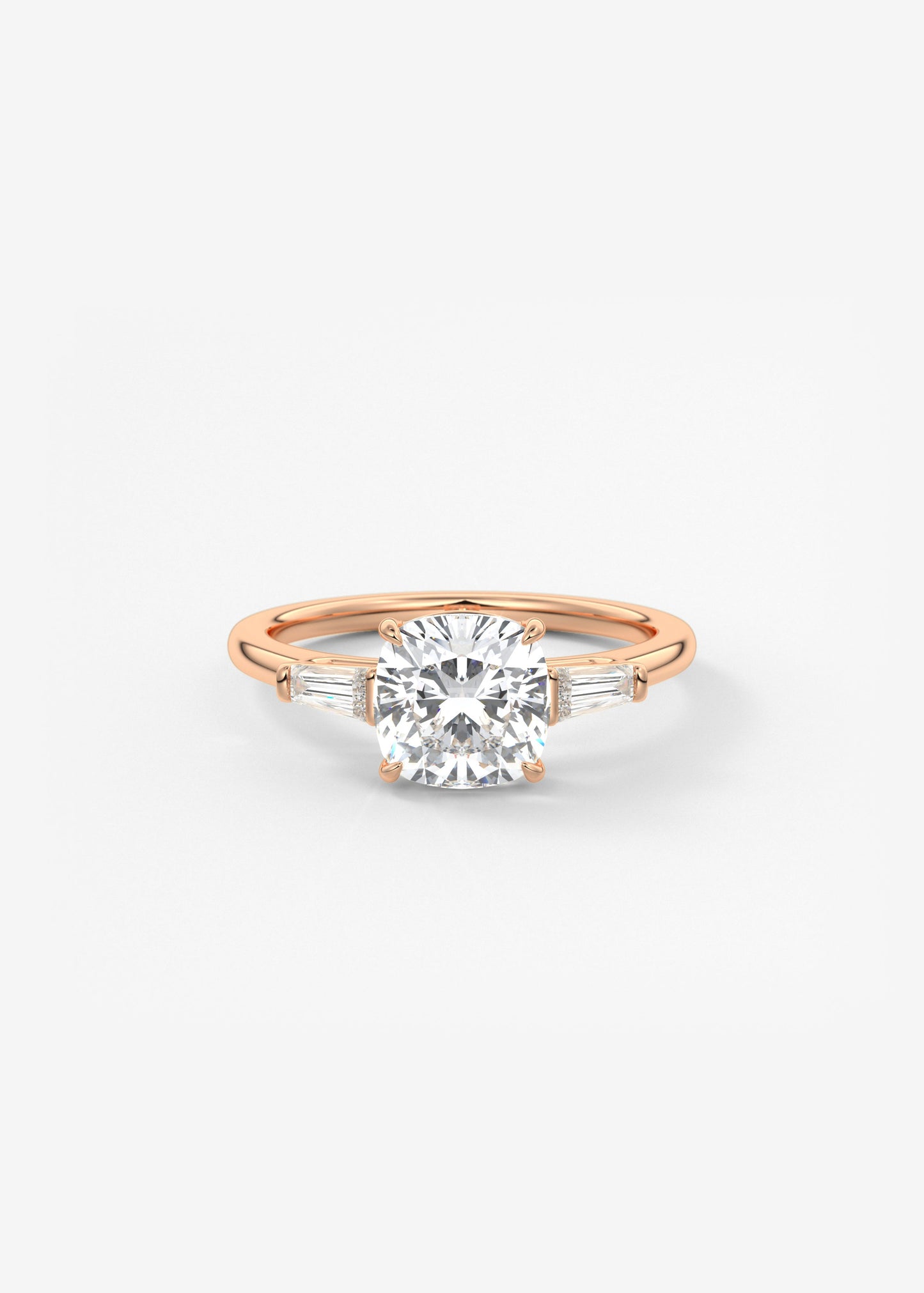 Cushion Three Stone Lab Grown Diamond Engagement Ring
