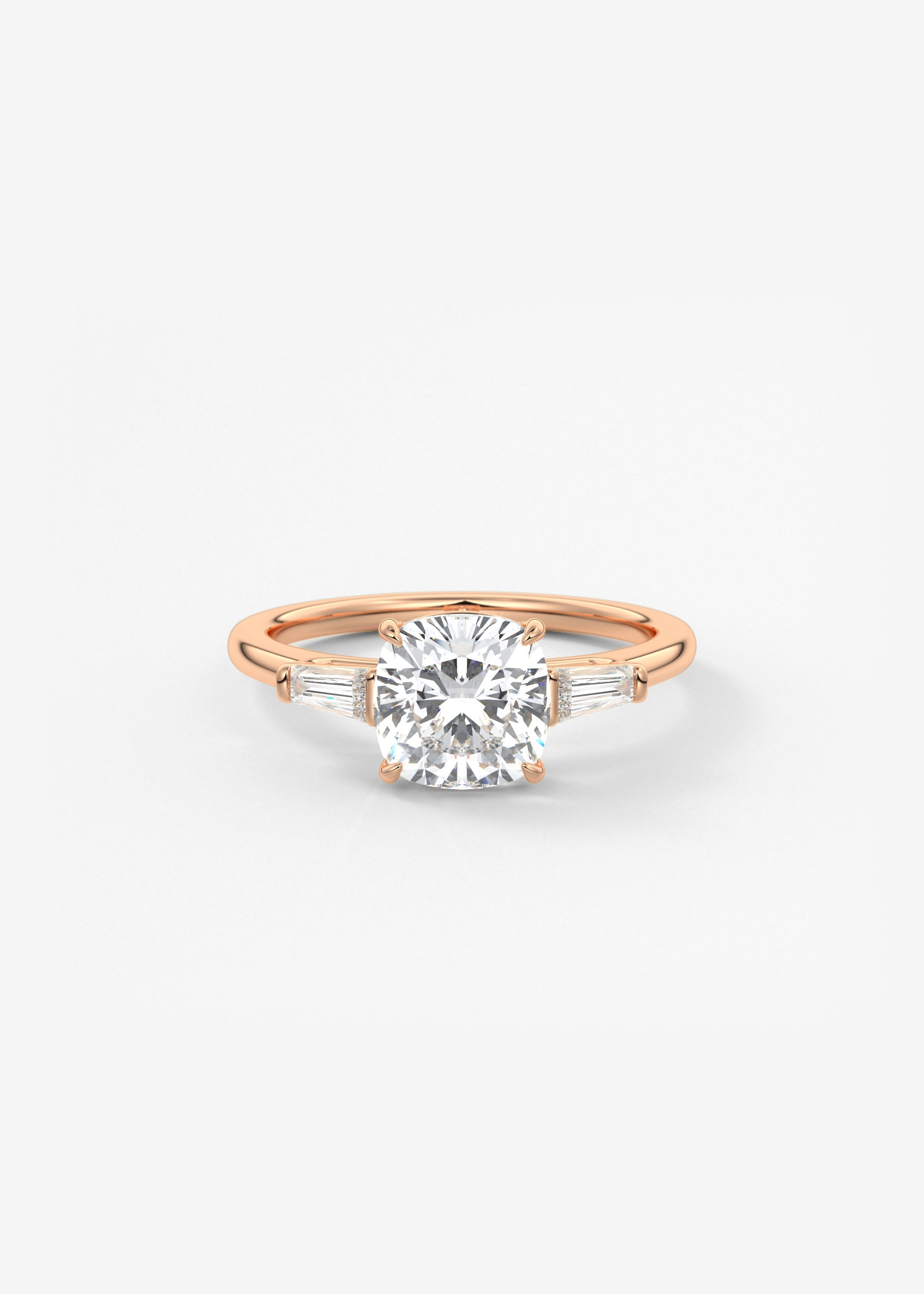 Cushion Three Stone Lab Grown Diamond Engagement Ring