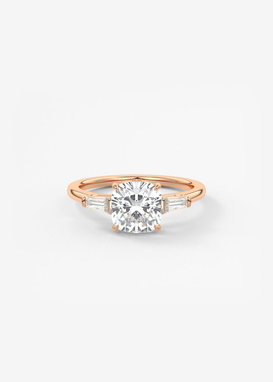Cushion Three Stone Lab Grown Diamond Engagement Ring