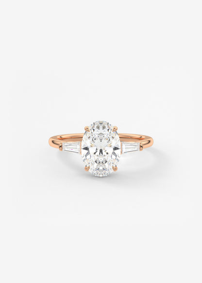 Oval Three Stone Lab Grown Diamond Engagement Ring