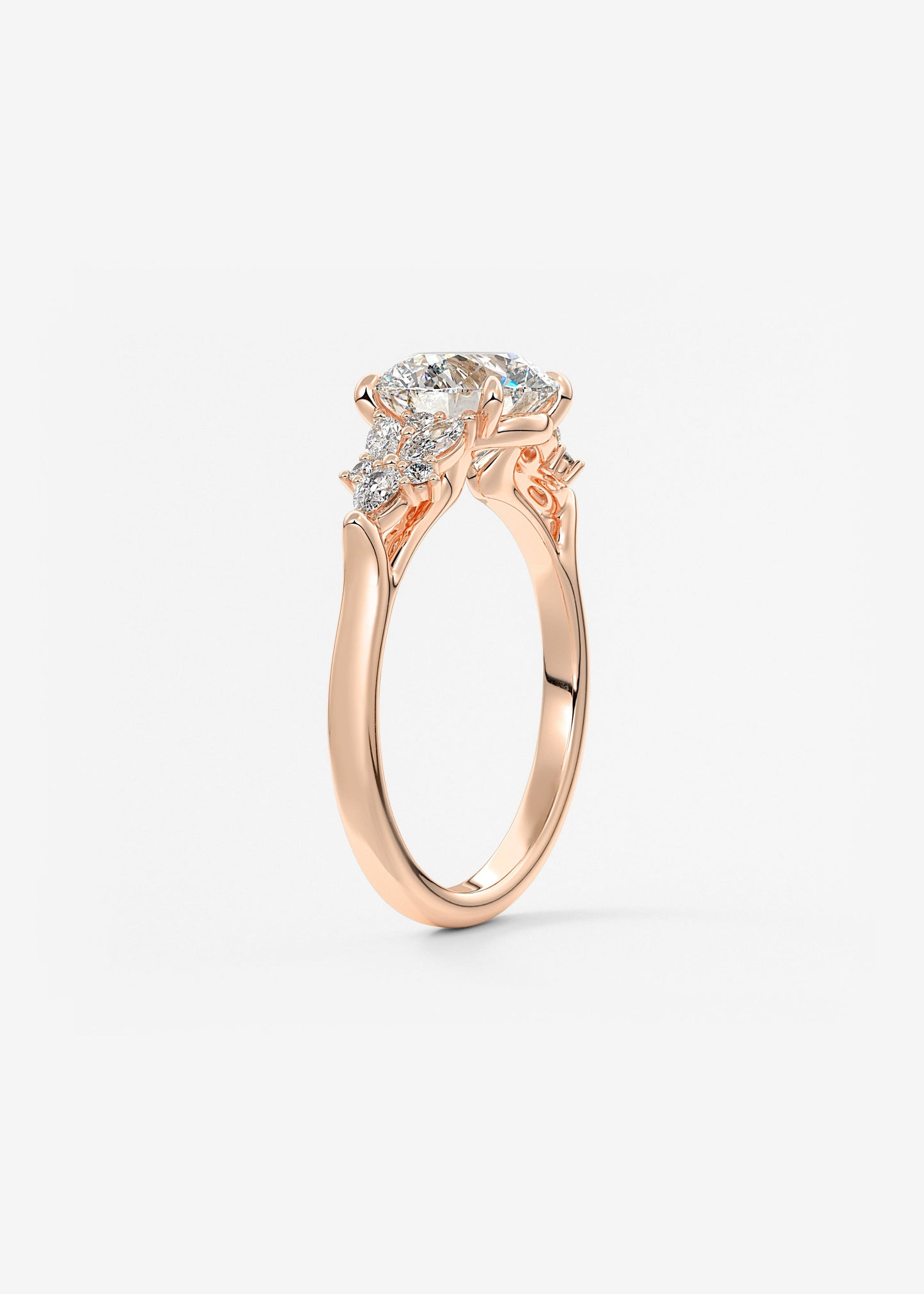 Round Cluster Lab Grown Diamond Engagement Ring