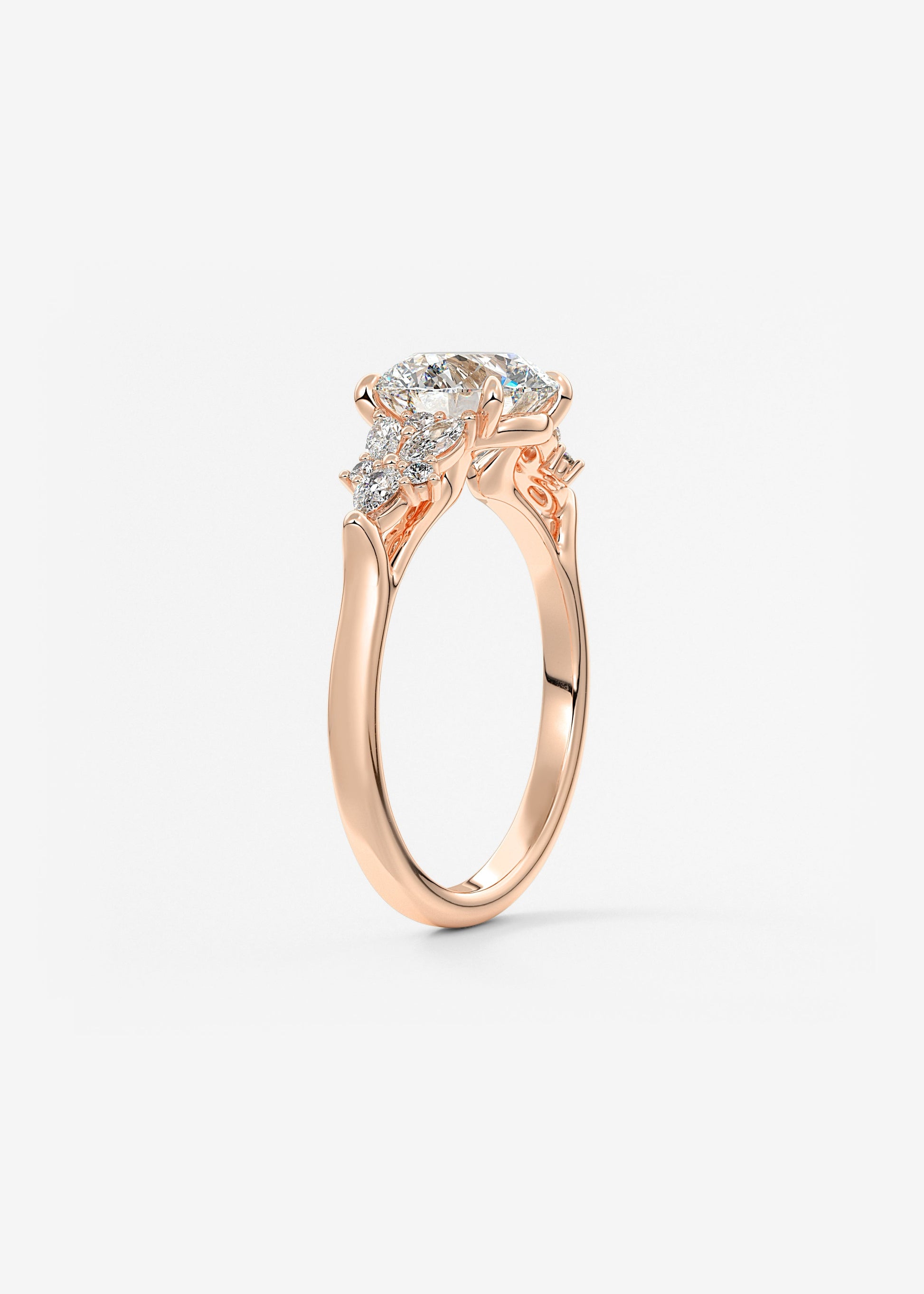 Round Cluster Lab Grown Diamond Engagement Ring