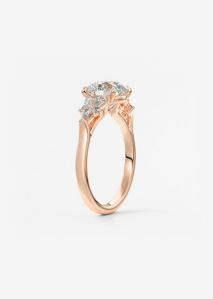 Round Cluster Lab Grown Diamond Engagement Ring