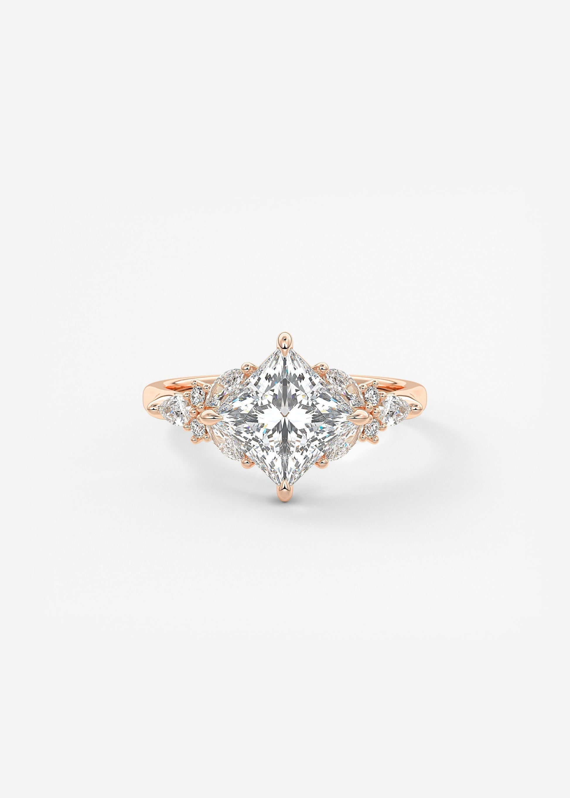 Princess Cluster Lab Grown Diamond Engagement Ring