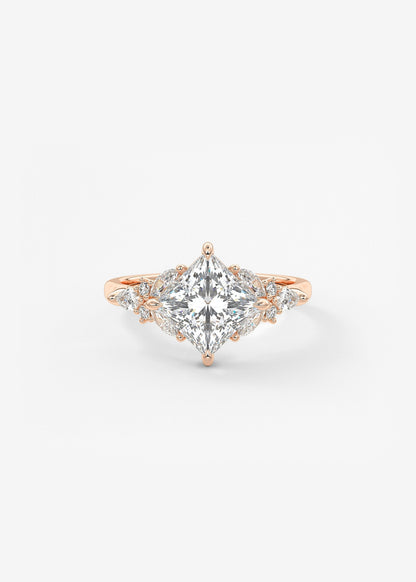 Princess Cluster Lab Grown Diamond Engagement Ring