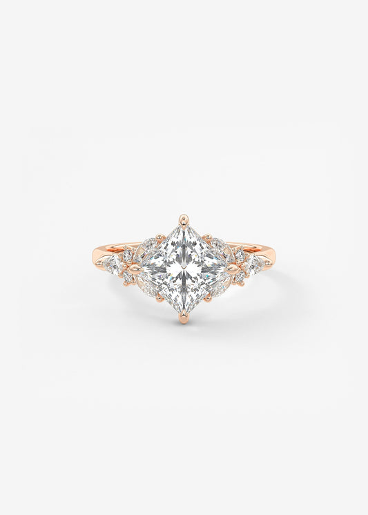 Princess Cluster Lab Grown Diamond Engagement Ring