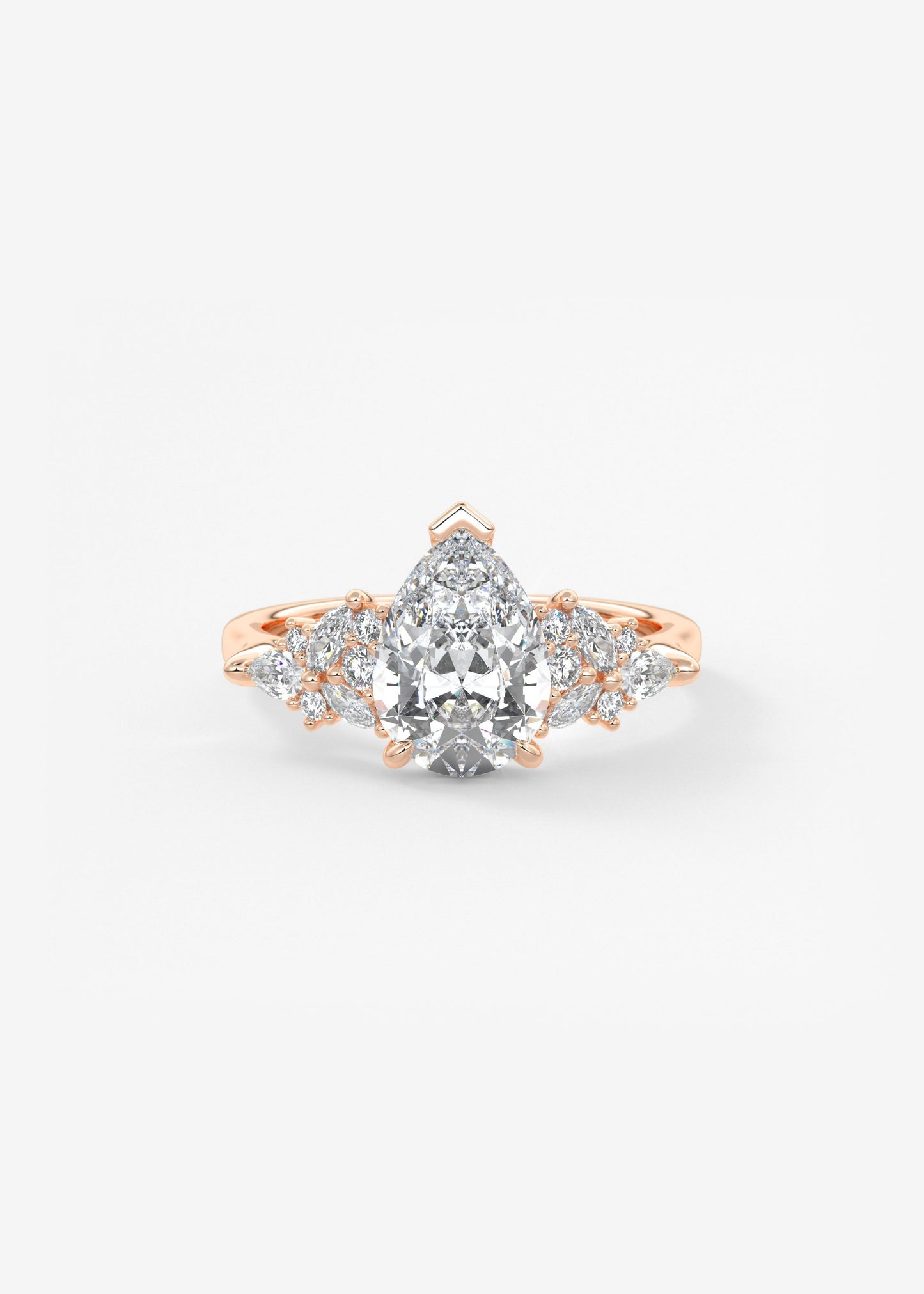 Pear Cluster Lab Grown Diamond Engagement Ring