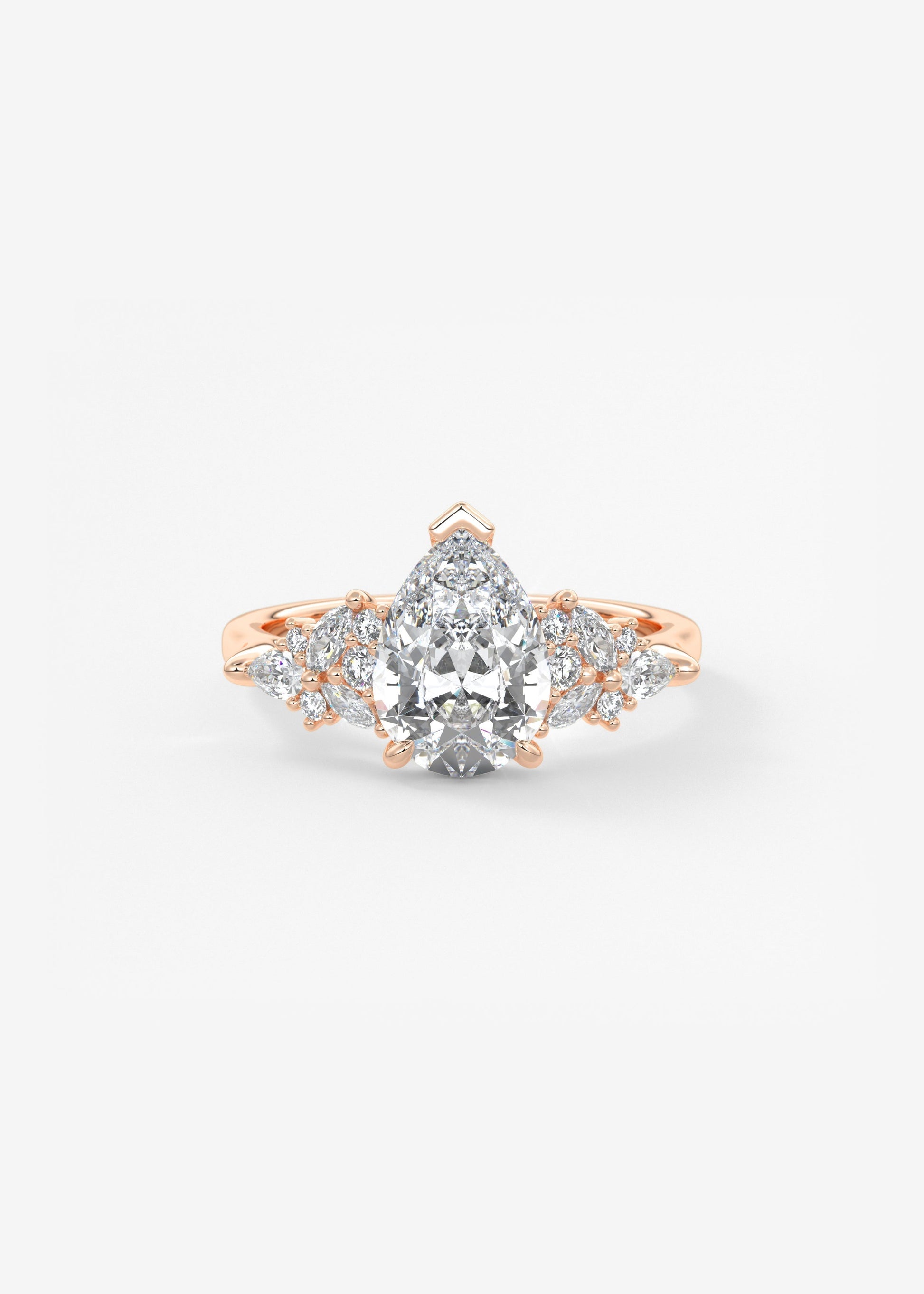 Pear Cluster Lab Grown Diamond Engagement Ring