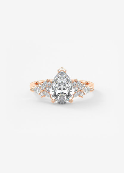 Pear Cluster Lab Grown Diamond Engagement Ring