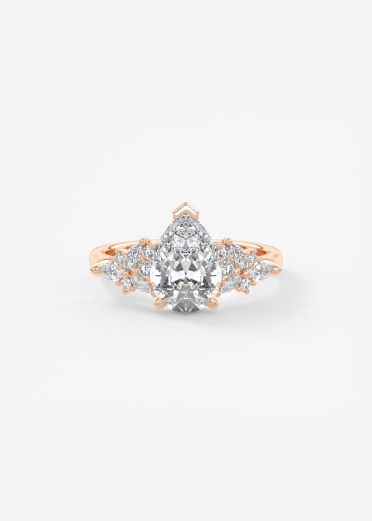 Pear Cluster Lab Grown Diamond Engagement Ring