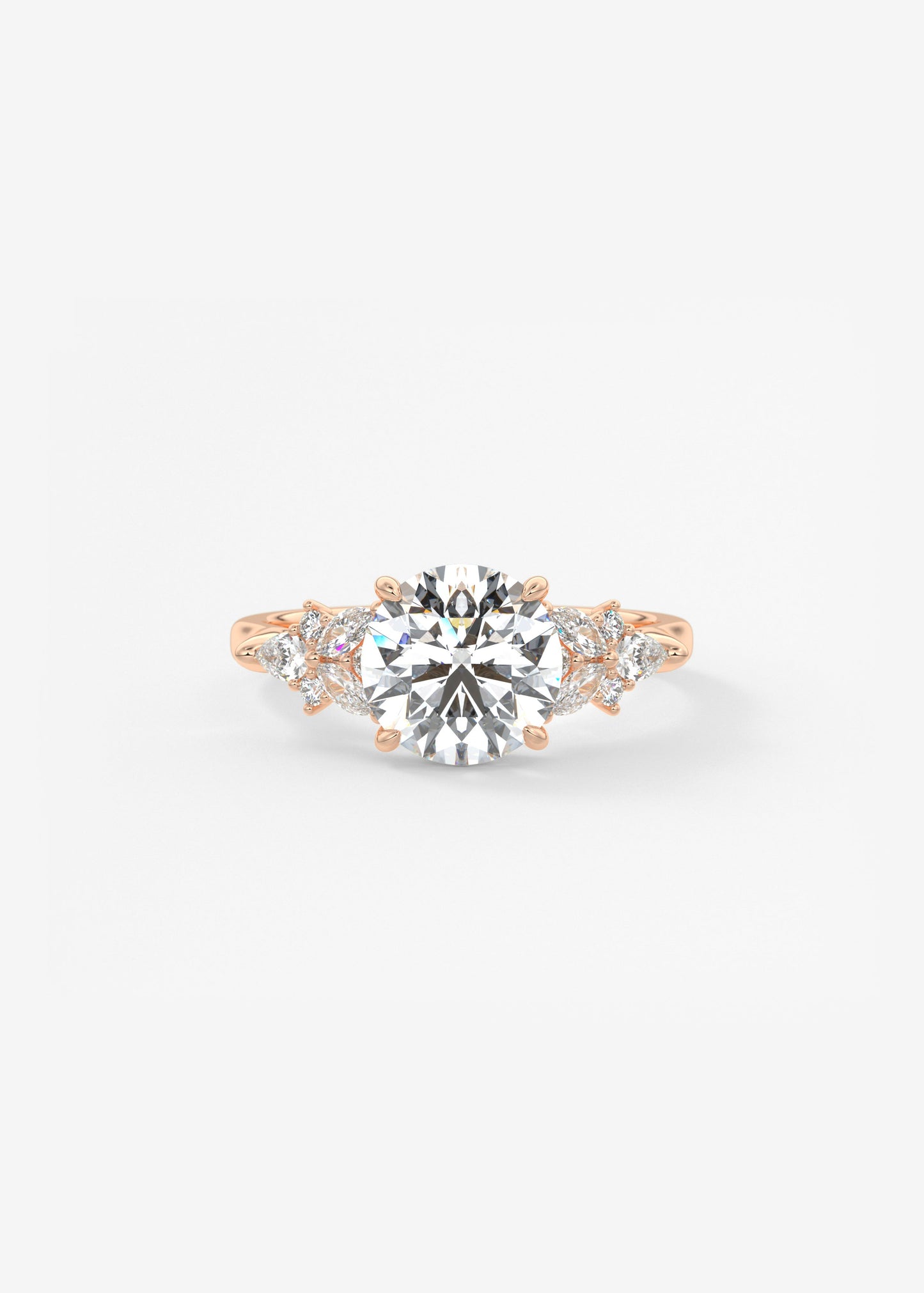 Round Cluster Lab Grown Diamond Engagement Ring