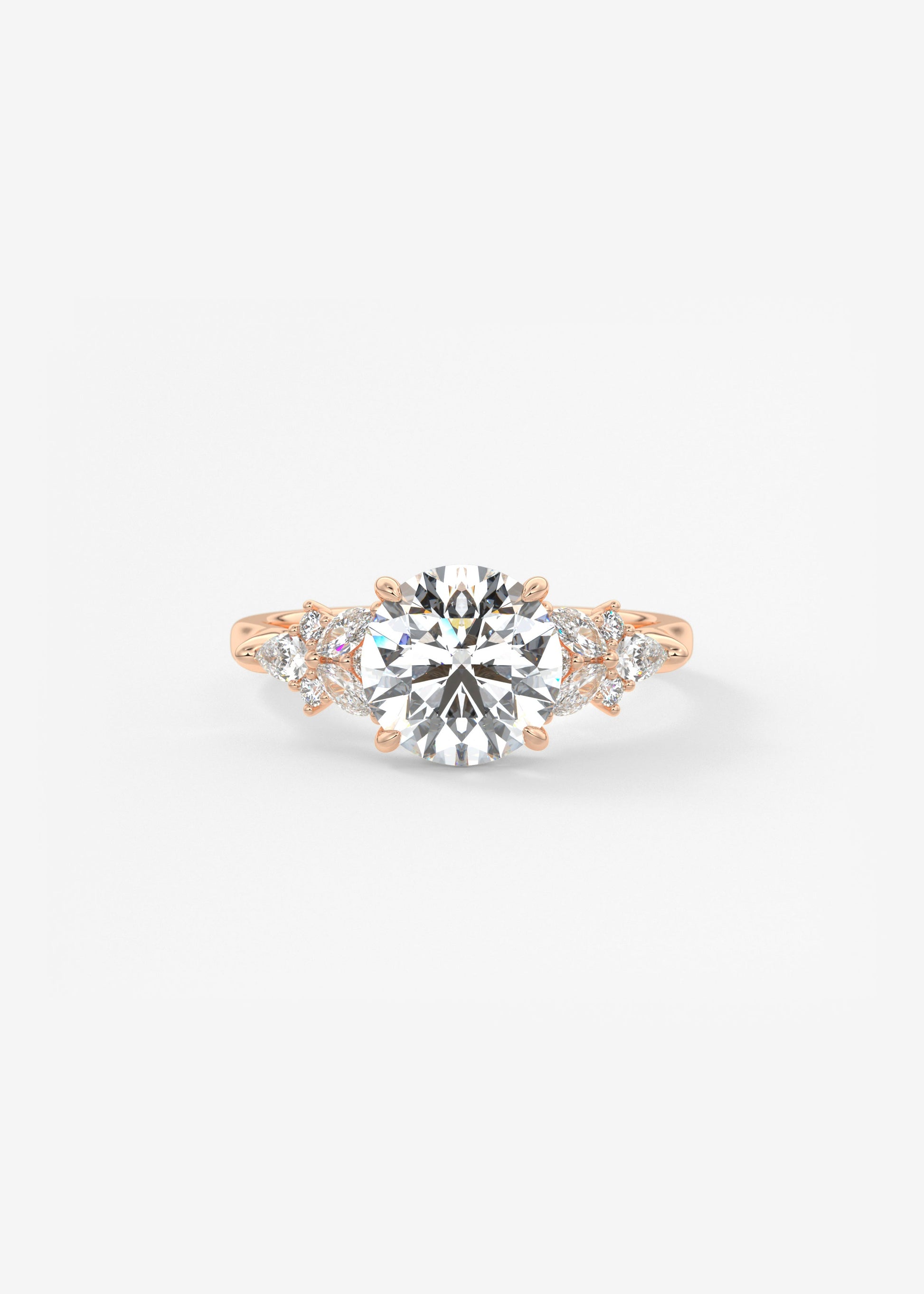 Round Cluster Lab Grown Diamond Engagement Ring
