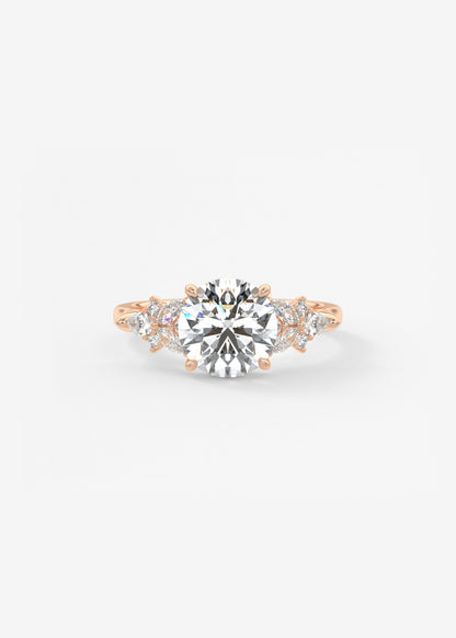 Round Cluster Lab Grown Diamond Engagement Ring