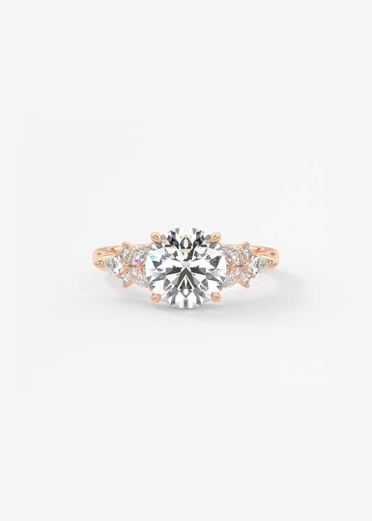 Round Cluster Lab Grown Diamond Engagement Ring