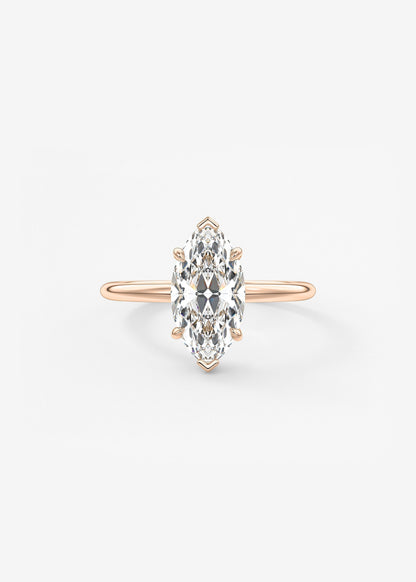 Marquise Hidden Halo Lab Grown Diamond Engagement Ring