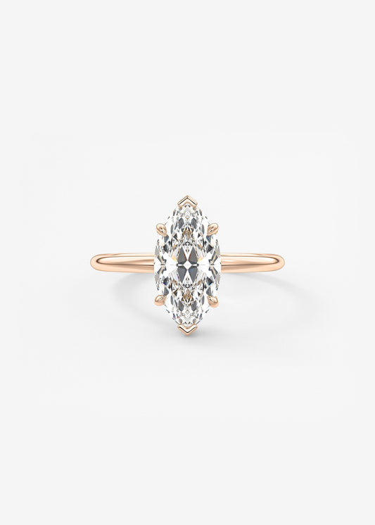 Marquise Hidden Halo Lab Grown Diamond Engagement Ring
