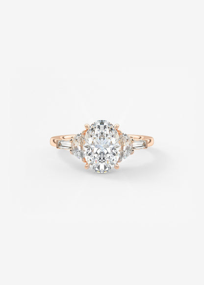 Oval Cluster Lab Grown Diamond Engagement Ring