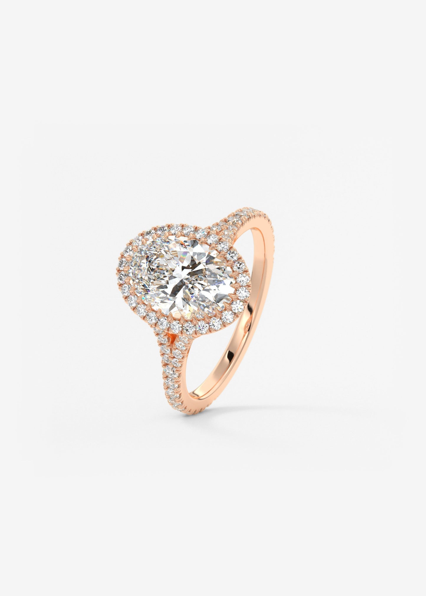 Oval Halo & Pave , Split Shank Lab Grown Diamond Engagement Ring