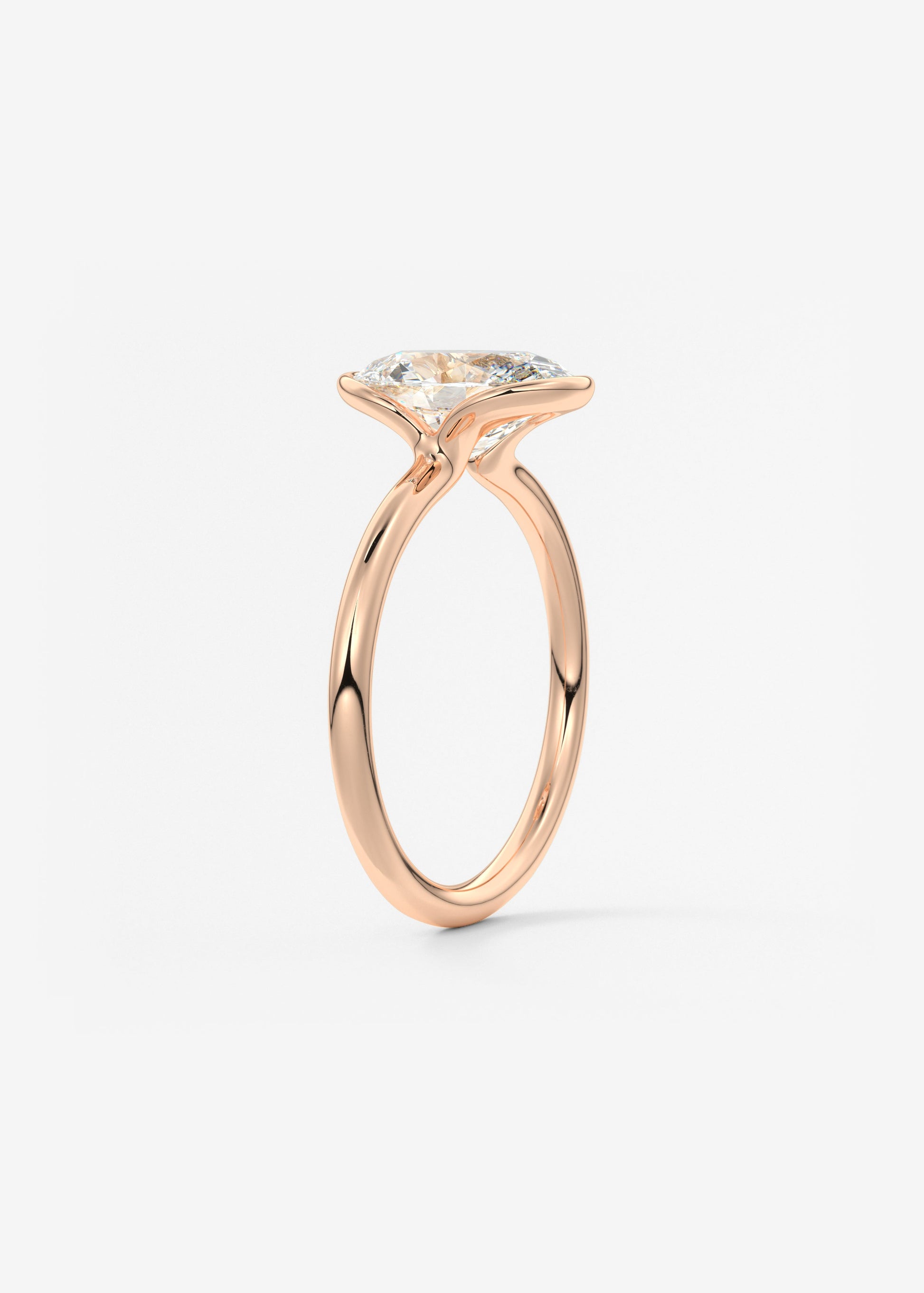 Oval Half Bezel Lab Grown Diamond Engagement Ring