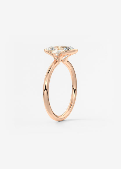 Oval Half Bezel Lab Grown Diamond Engagement Ring