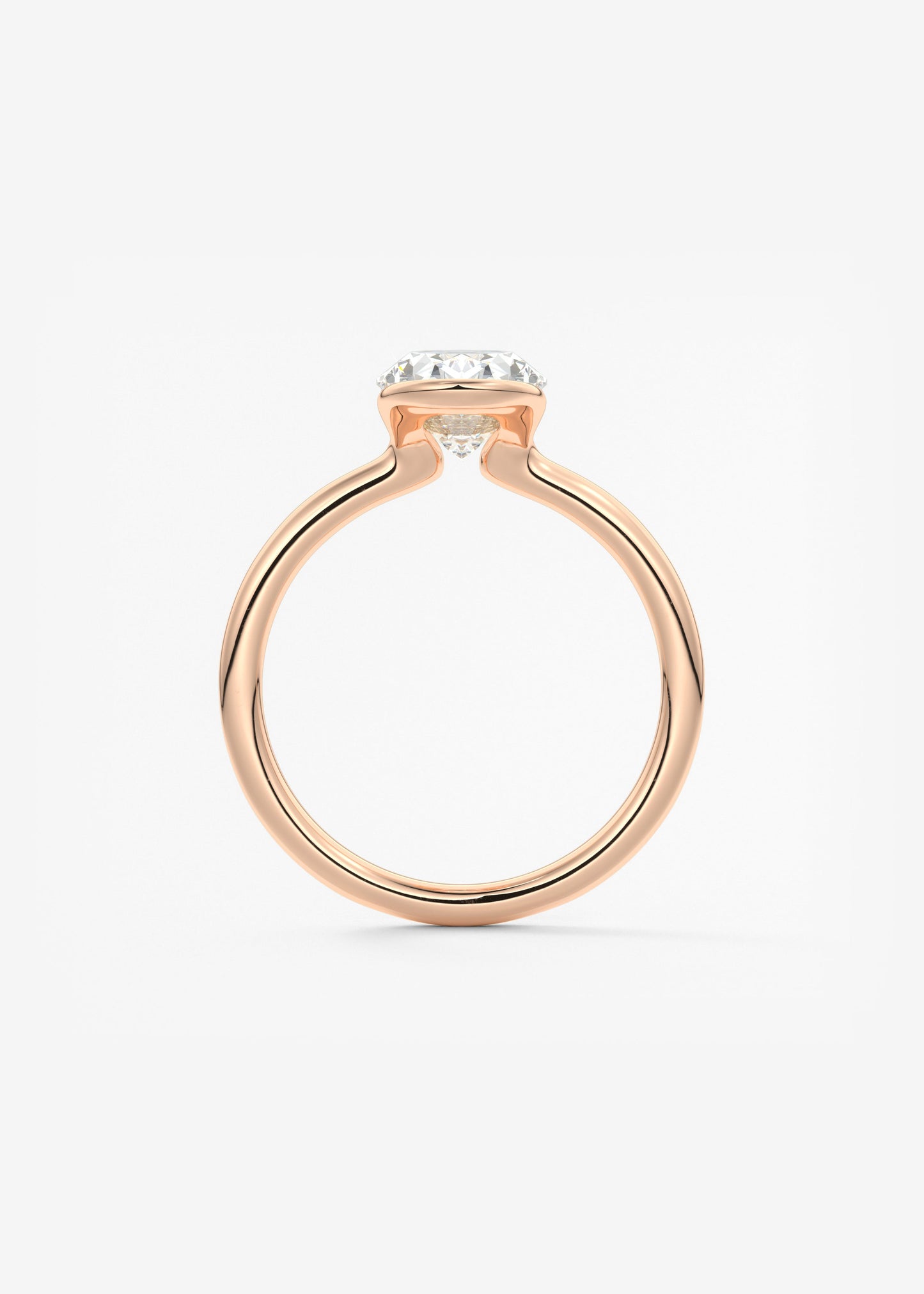 Oval Half Bezel Lab Grown Diamond Engagement Ring