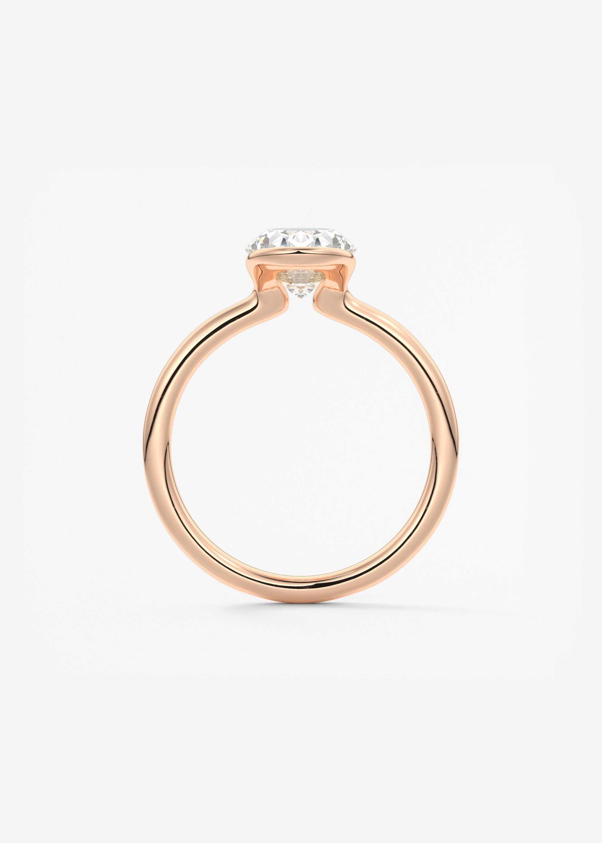 Oval Half Bezel Lab Grown Diamond Engagement Ring