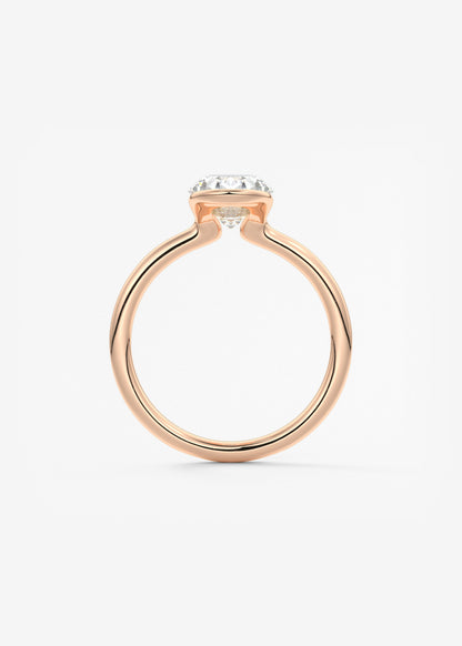 Oval Half Bezel Lab Grown Diamond Engagement Ring