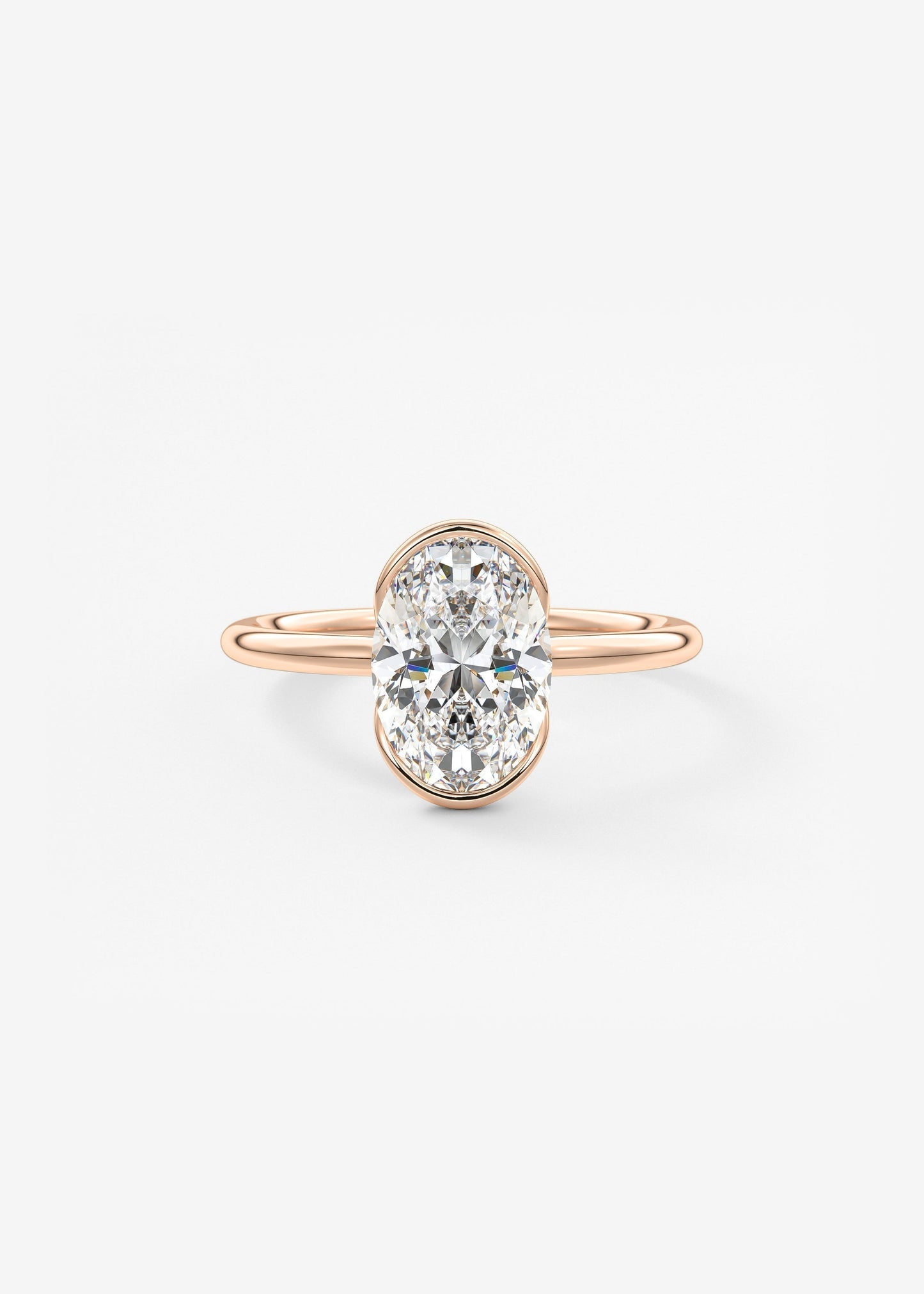 Oval Half Bezel Lab Grown Diamond Engagement Ring