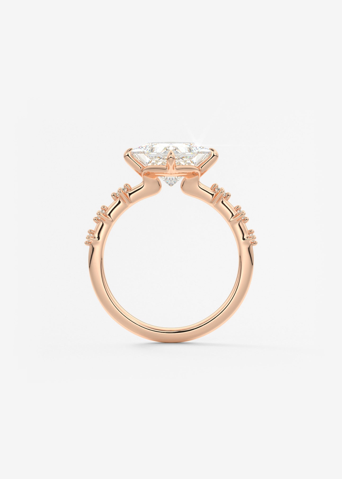Princess East West Dainty Pave Lab Grown Diamond Engagement Ring