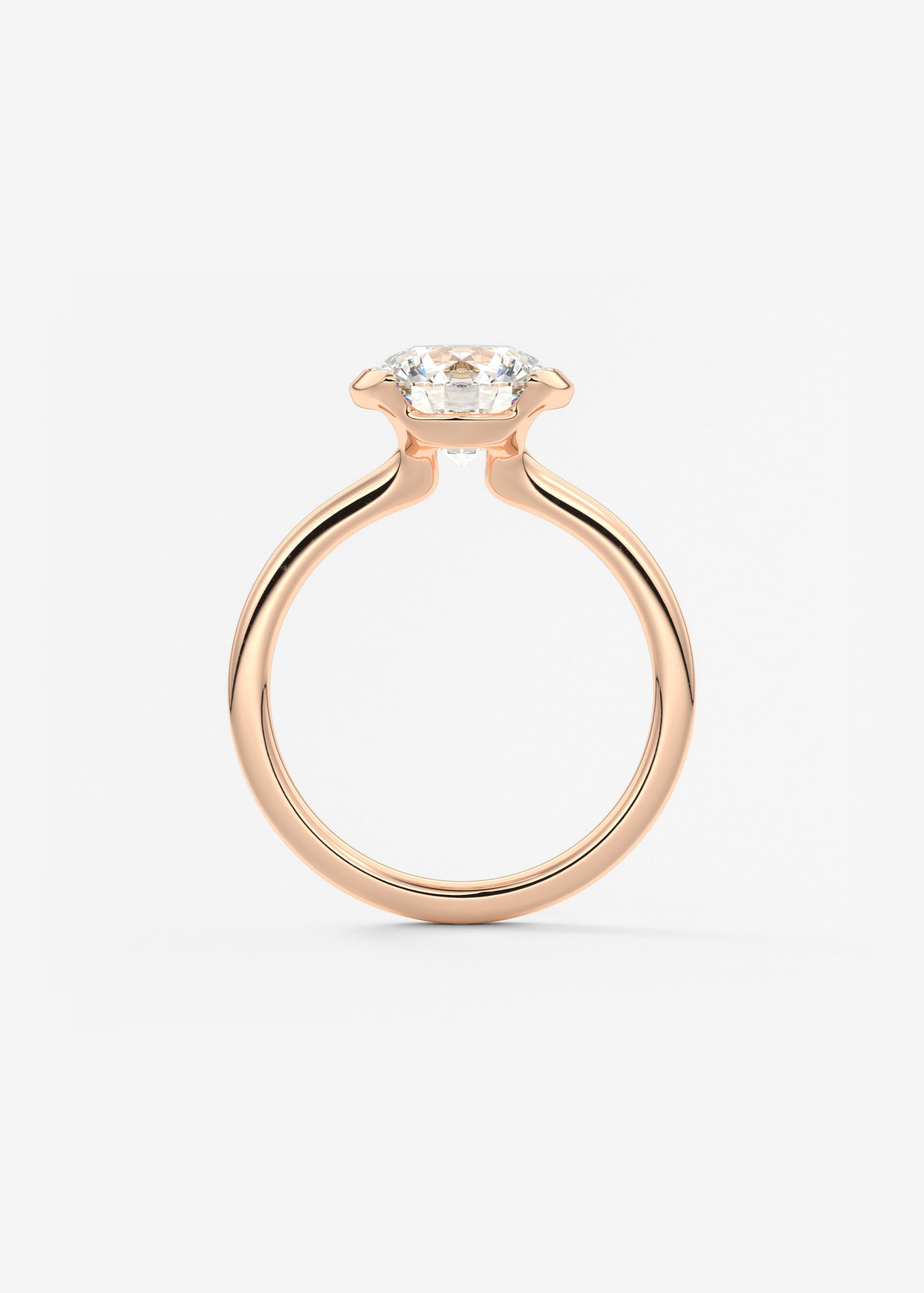 Round Half Bezel Lab Grown Diamond Engagement Ring