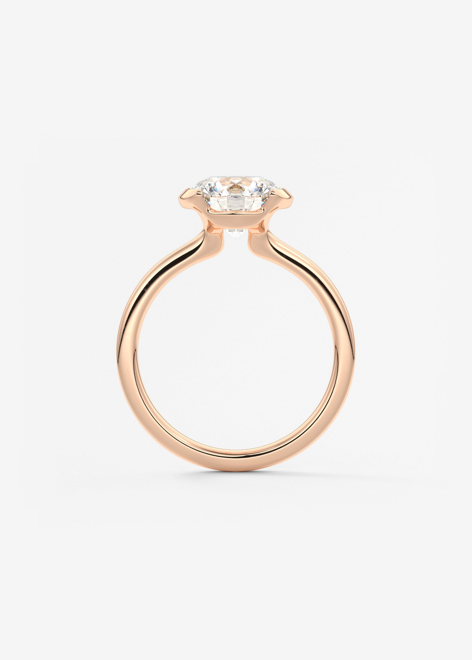 Round Half Bezel Lab Grown Diamond Engagement Ring