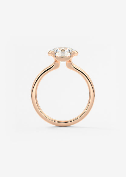 Round Half Bezel Lab Grown Diamond Engagement Ring