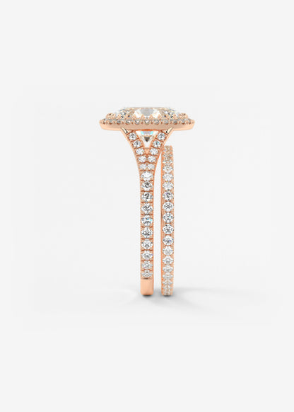 Oval Halo & Pave , Split Shank Lab Grown Diamond Engagement Ring