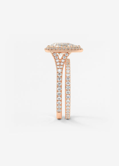Pear Halo & Pave , Split Shank Lab Grown Diamond Engagement Ring