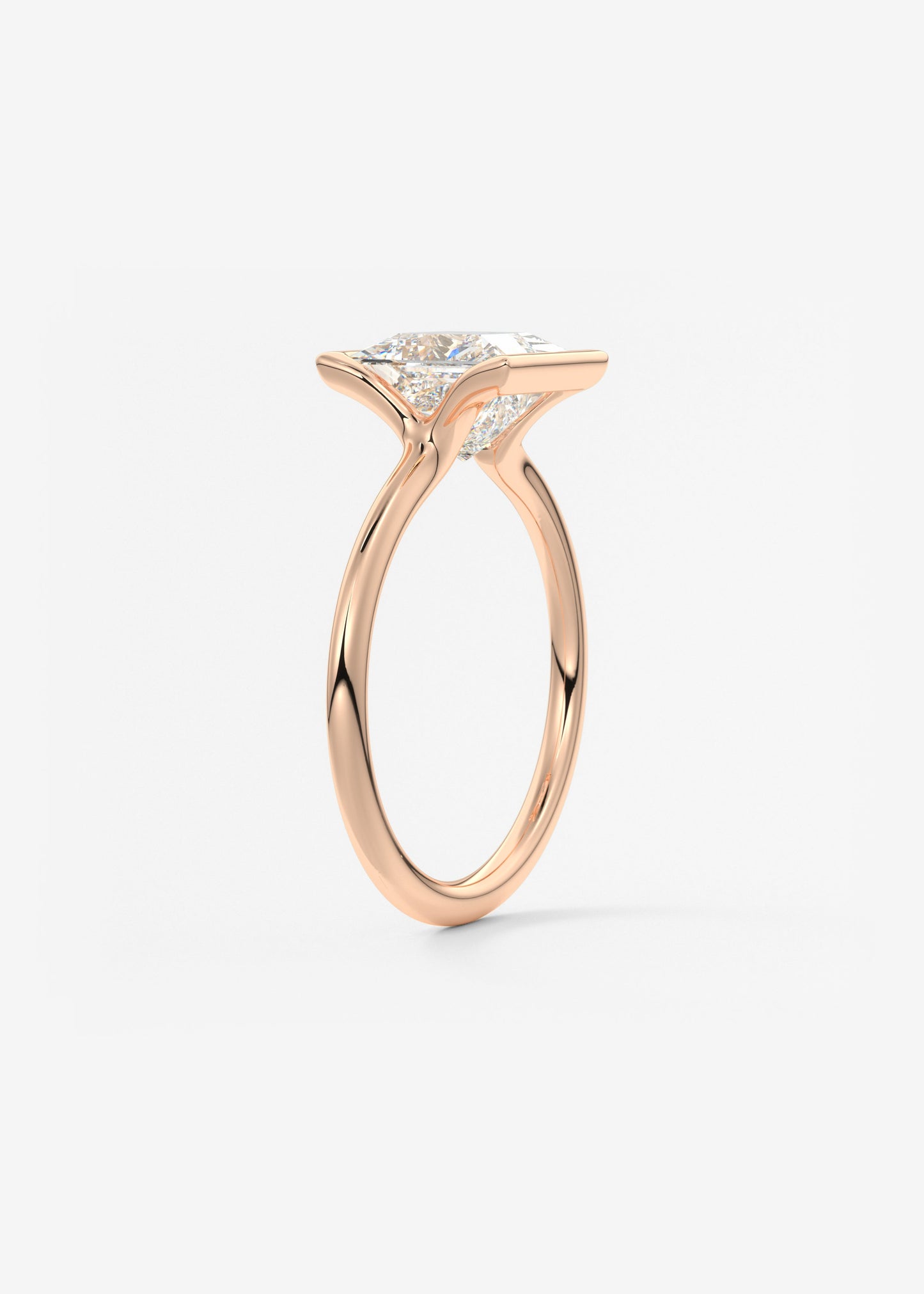 Princess Half Bezel Lab Grown Diamond Engagement Ring