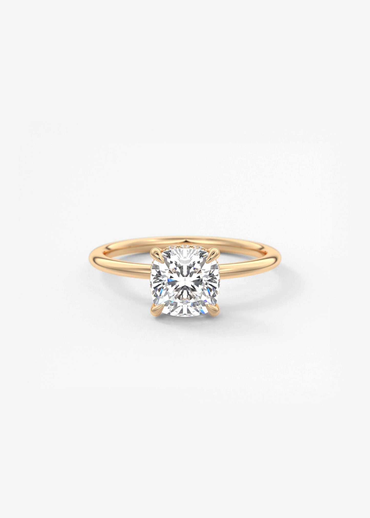 Cushion Hidden Halo Lab Grown Diamond Engagement Ring