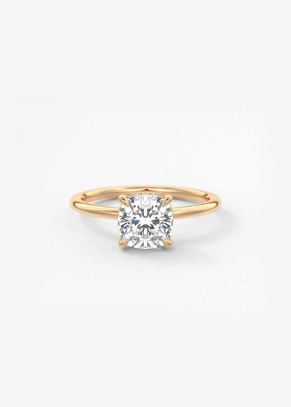 Cushion Hidden Halo Lab Grown Diamond Engagement Ring