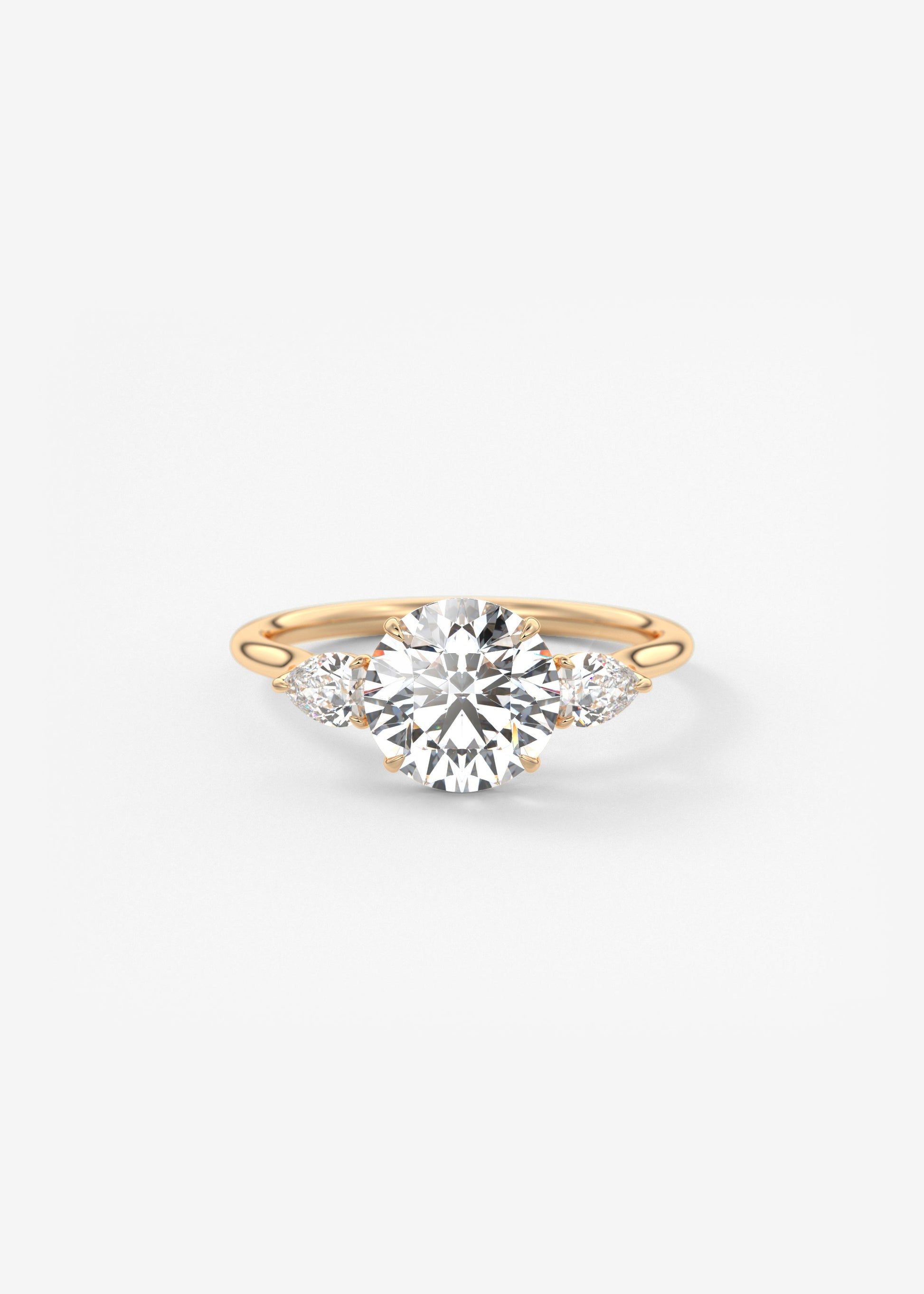 Round Three Stone Lab Grown Diamond Engagement Ring