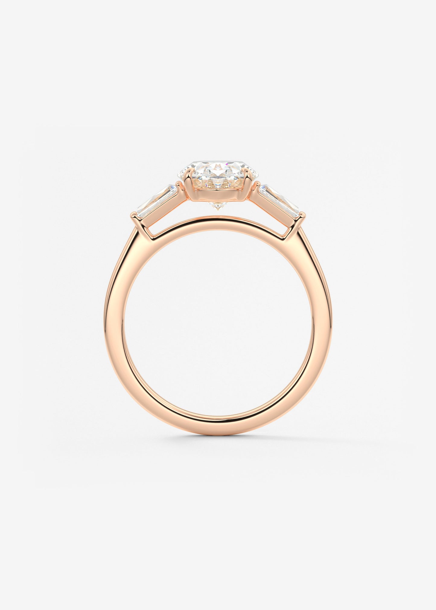 Oval Three Stone Lab Grown Diamond Engagement Ring