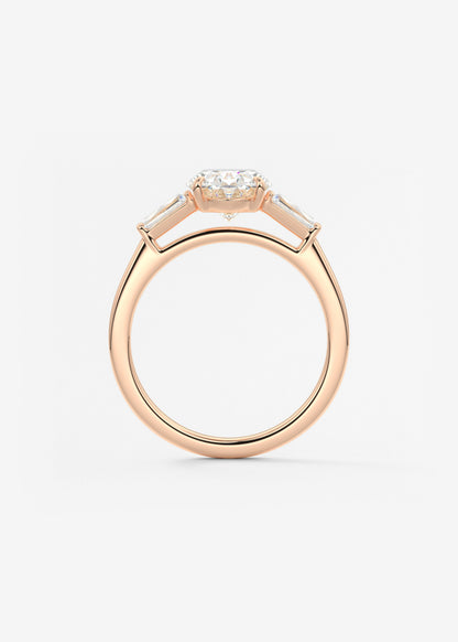 Oval Three Stone Lab Grown Diamond Engagement Ring