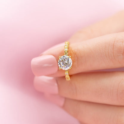 Round Pave Lab Grown Diamond Engagement Ring