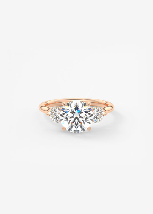 Round Hidden Halo Pave Lab Grown Diamond Engagement Ring