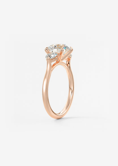 Round Hidden Halo Pave Lab Grown Diamond Engagement Ring