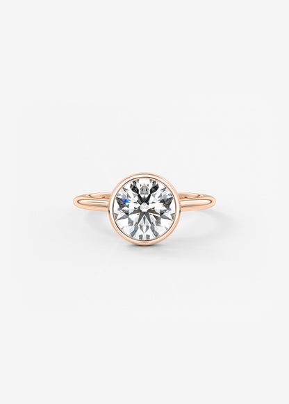 Round Bezel Lab Grown Diamond Engagement Ring